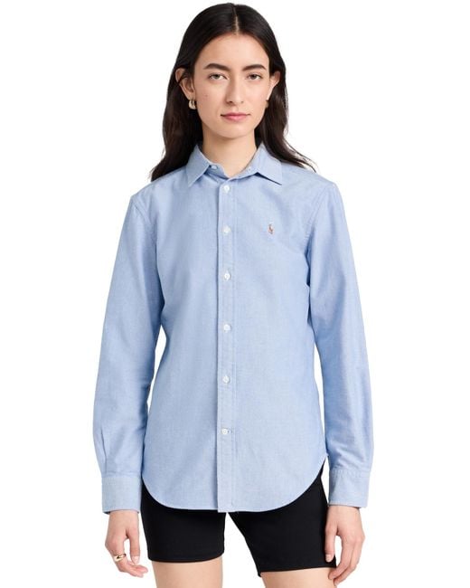 Polo Ralph Lauren Blue Cotton Oxford Long Sleeve Button Down Shirt
