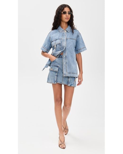 Aje. Blue Juno Denim Micro Mini Skirt