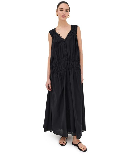 Another Tomorrow Black Gathered Long Dress