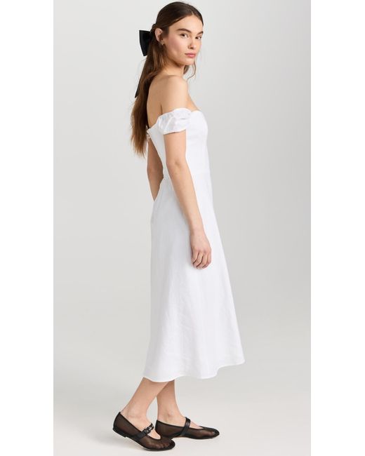 Reformation White Bridgton Linen Dress