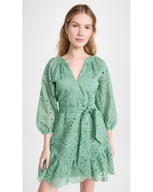 shoshanna green eyelet dress