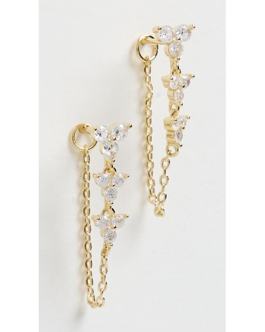 By Adina Eden Multi Trio Cubic Zirconia Chain Front Back Stud Earrings ...