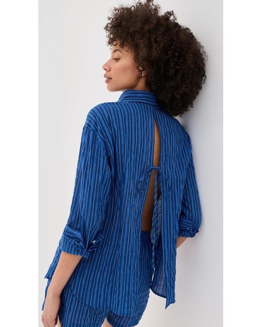 Le Bos Blue Kali Tie Back Button Down