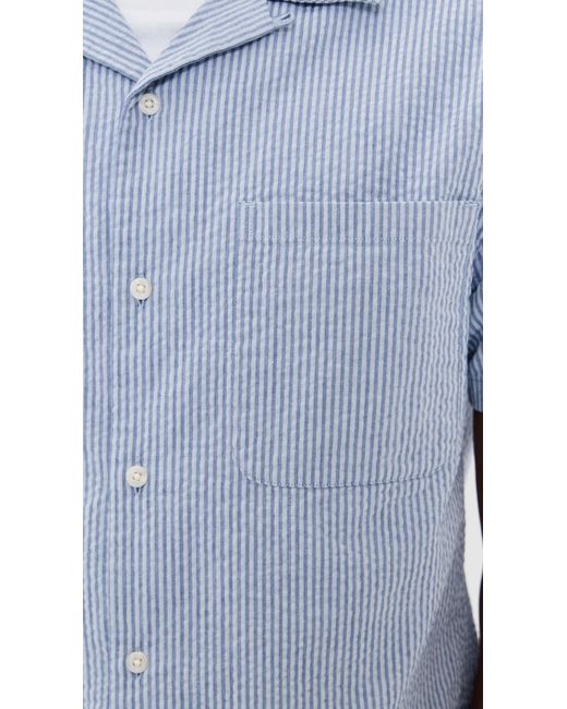 Vince Blue Seersucker Camp Shirt for men
