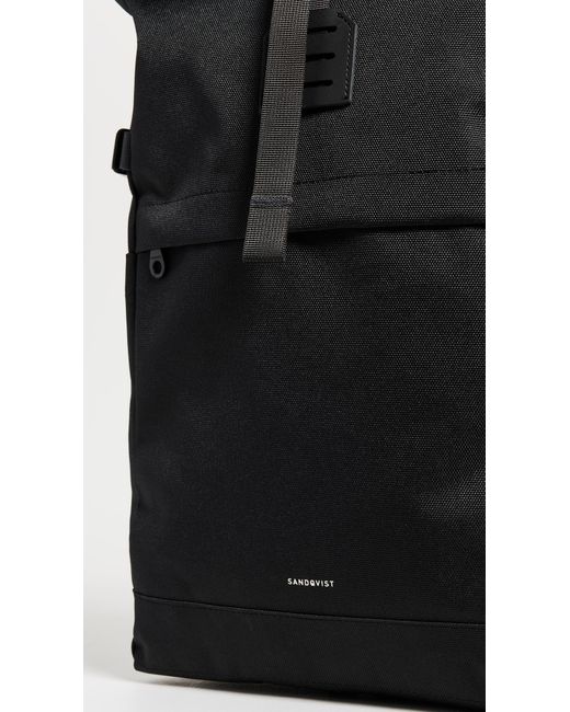 Sandqvist Black Icon Medium Rolltop Backpack for men