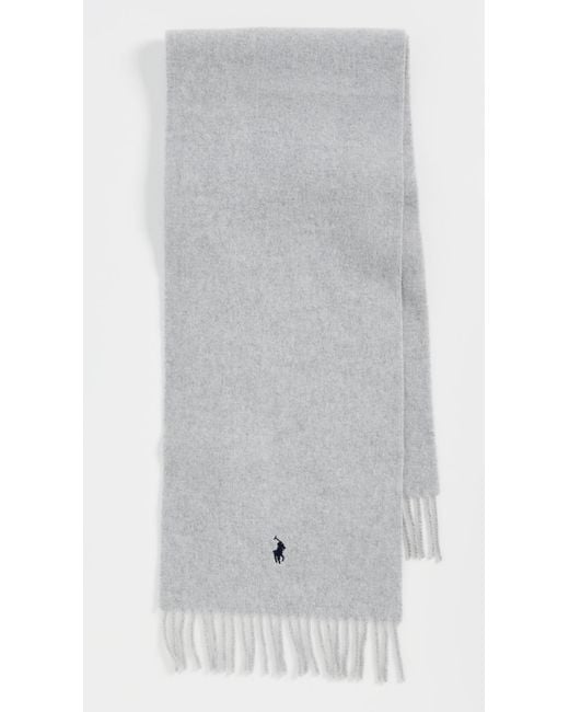 Polo Ralph Lauren White Solid Recycled Wool Scarf
