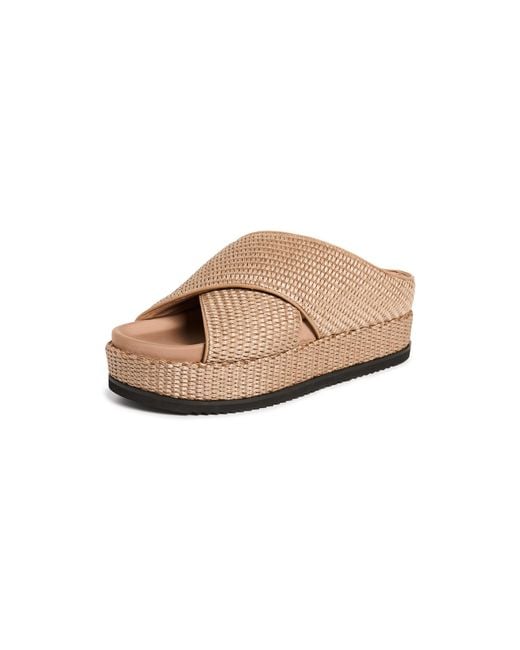 Roam Natural Cross Stack Raffia Platform Slides