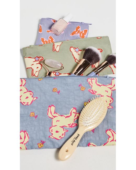 Baggu White Flat Pouch Set