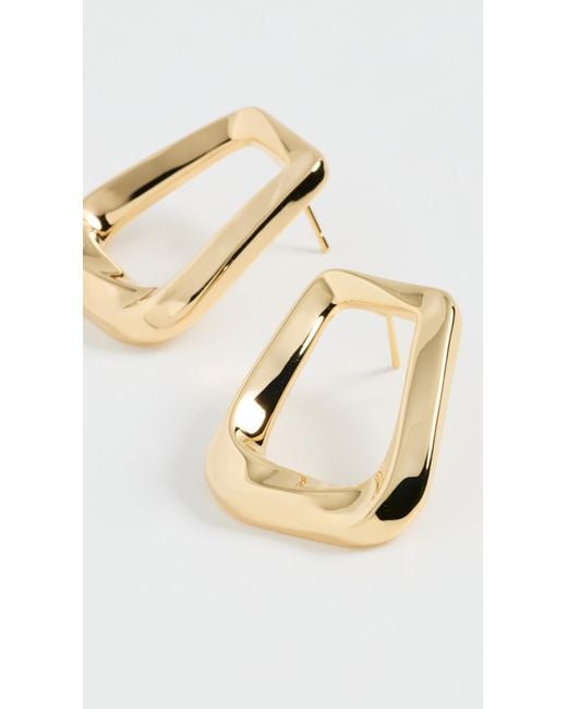 By Adina Eden Metallic Solid Open Curved Rectangular Stud Earrings