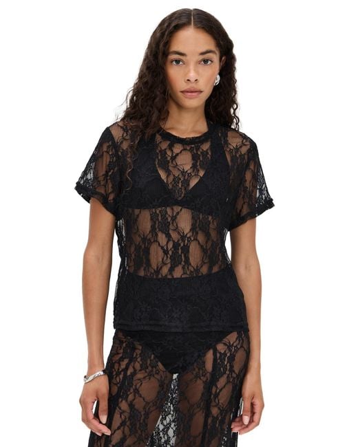 Le Bos Black Lace Tee