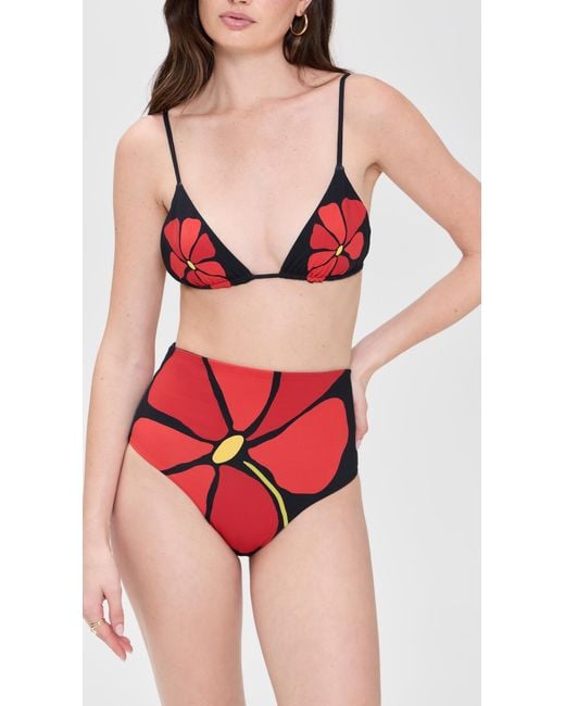 Cala De La Cruz Red Elisa Bikini Bottoms