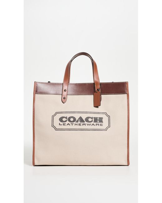 COACH Cotton Canvas Field Tote in Dark Natural (Natural) Lyst