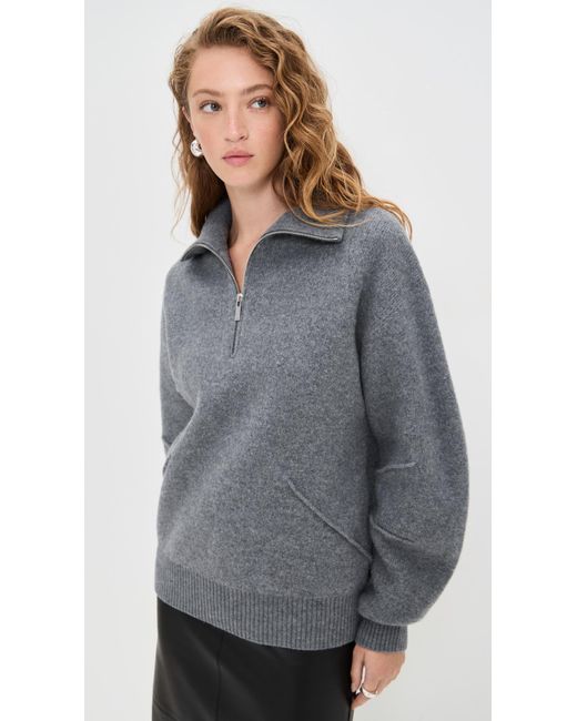 Helmut Lang Gray Boiled Zip Sweater