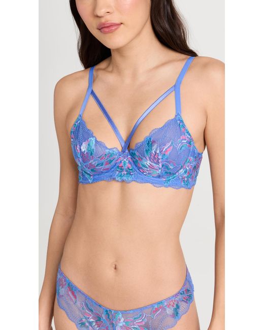 Eyelash Lace Cami Top With Underwire Demi Cups, Strappy Front Detail, Keyhole Front, Adjustable Straps And Hook And Eye Back Closure, Matching Panty With Adjustable Garters Included main image 1