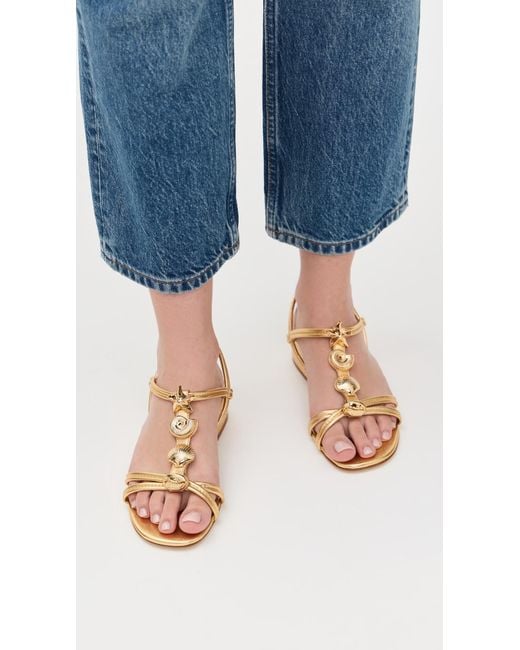 Larroude Metallic Shelly Flat Sandals