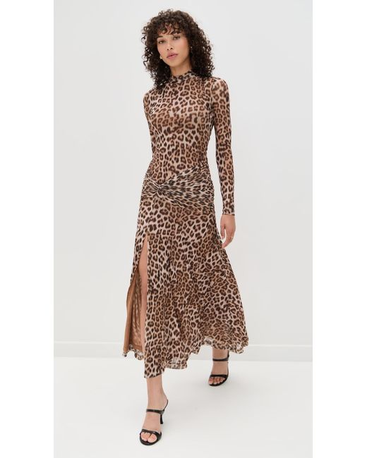 Bardot Natural Lea Printed Mesh Midi Dress