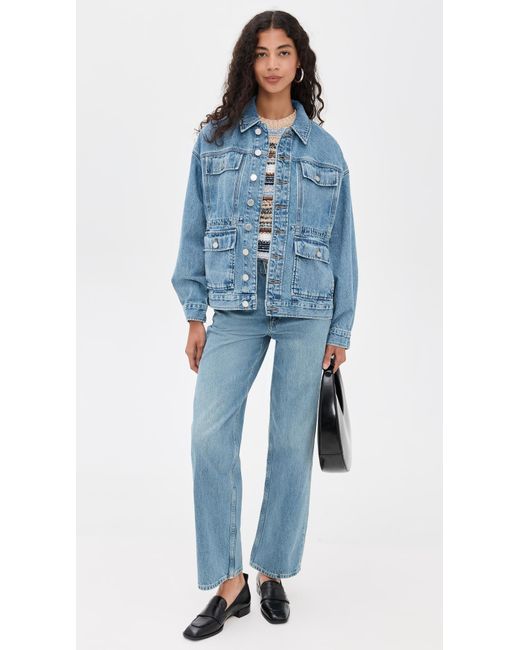 Rag & Bone Blue Amy Cinched Denim Trucker Jacket