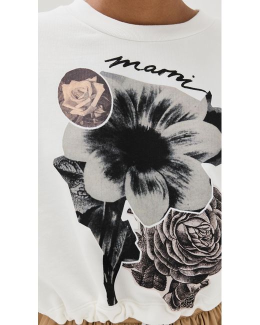 Marni Natural Collage Flowers Sweatshirt