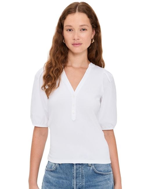 Madewell White Puff Sleeve Knit Top