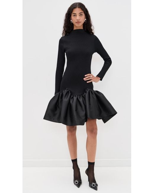 Marques'Almeida Long Sleeve Fitted Mini Dress With Drop in Black | Lyst