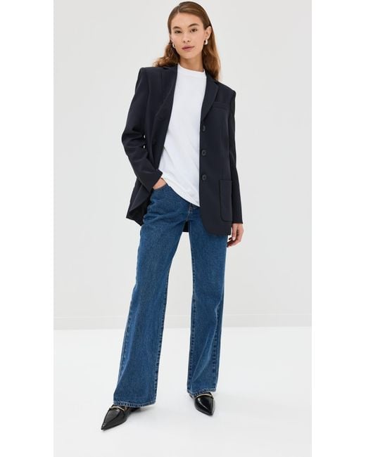 Tibi Blue Tropical Wool Max Blazer