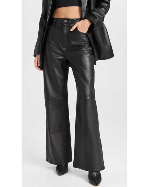 Reformation X Veda Kennedy Wide Leg Leather Pants in Black | Lyst