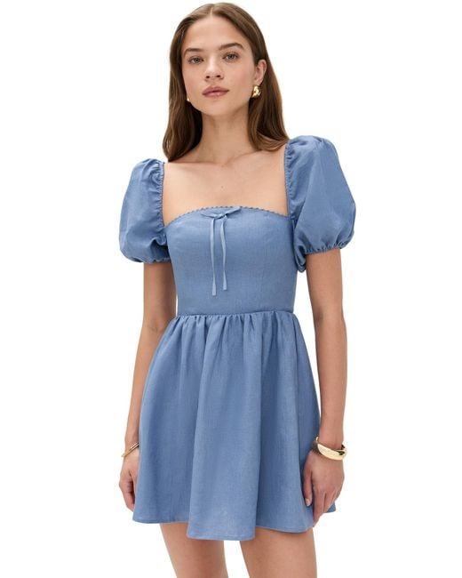 Reformation Blue Malvina Linen Dress