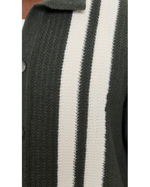NN07 Black Ares Knit Button Down Polo for men