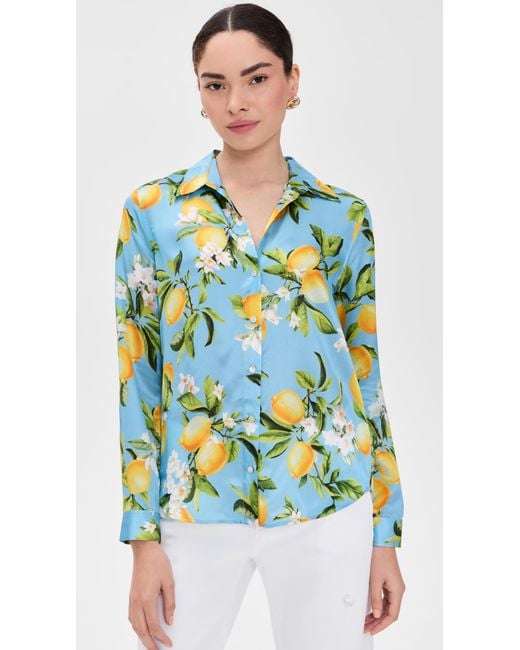 L'Agence Blue Tyler Silk Blouse