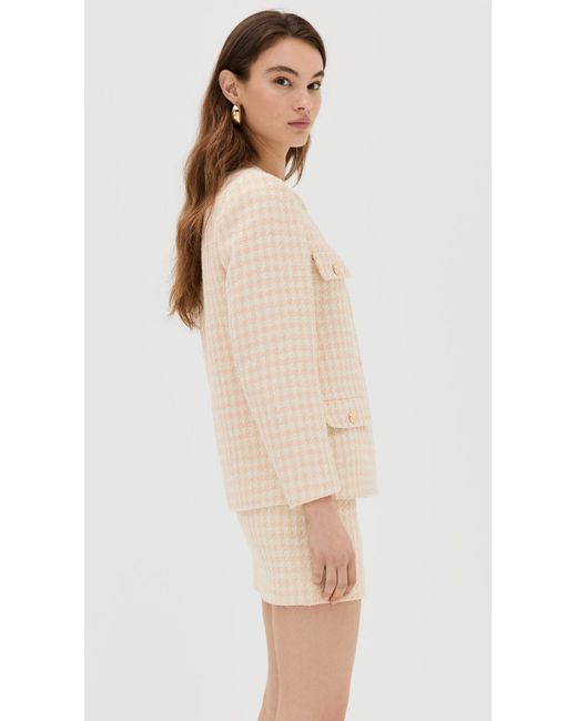 Anine Bing Natural Janet Jacket Crea And Peach Houndtooth