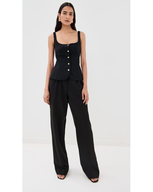 Rosetta Getty Black Square Neck Button Front Top