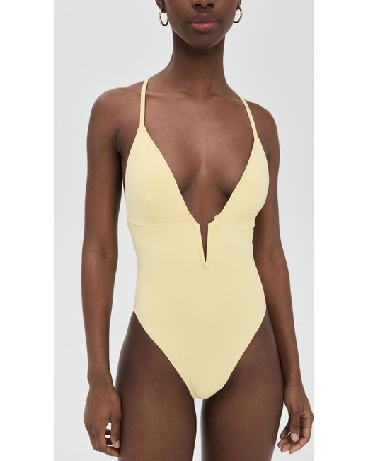 GOOD AMERICAN Yellow Deep V Compression Swimsuit