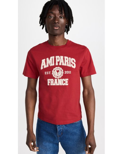 AMI Red Paris T-shirt for men