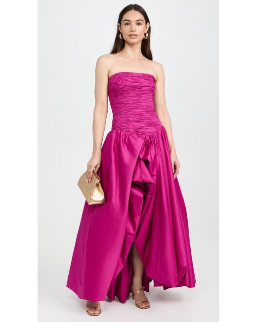 Aje. Pink Violette Bubble Hem Maxi Dress
