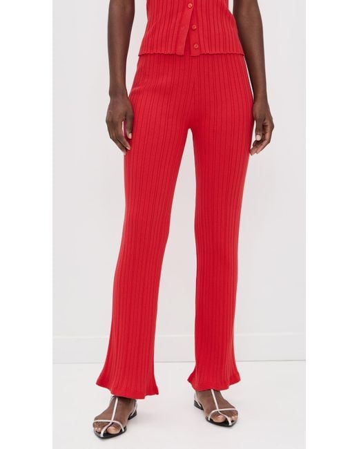 Le Bos Red Ribbed Flare Pants