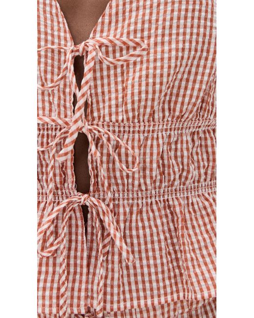 Wayf Pink Nina Tie Front Top