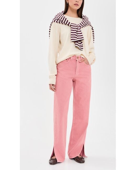 B Sides Pink Charlot Split Hem Jeans