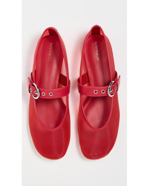 Reformation Red Exclusive Bethany Mesh Ballet Flats