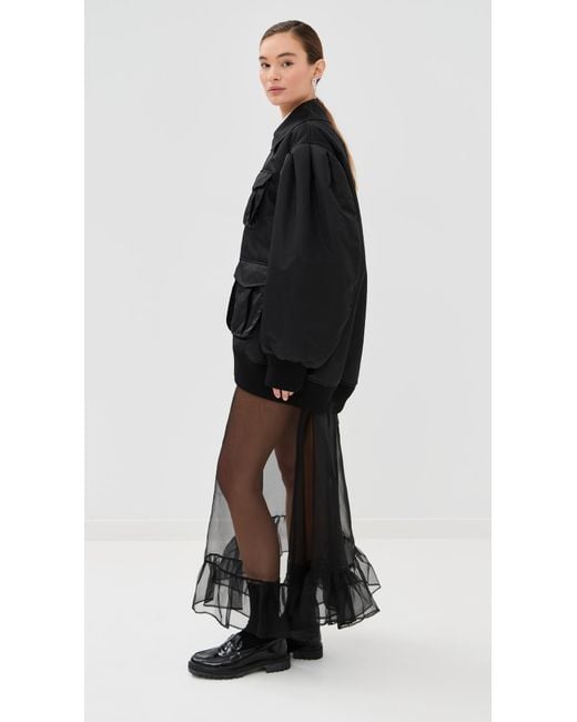 Simone Rocha Black Puff Sleeve Multi Pocket Bomber Jacket