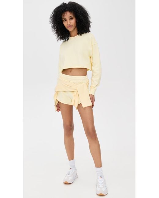 GOOD AMERICAN Black Terry Cropped Crewneck Sweater