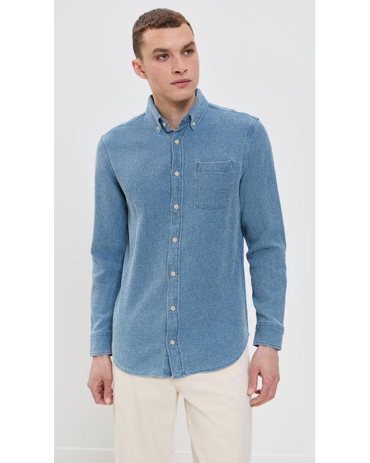 Taylor Stitch Blue The Jack Cotton Waffle Shirt for men