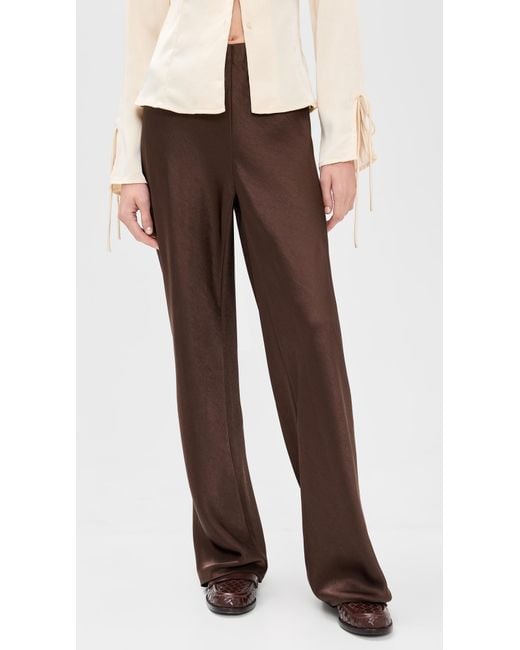 Vince Brown High Waist Fluid Satin Bias Pants