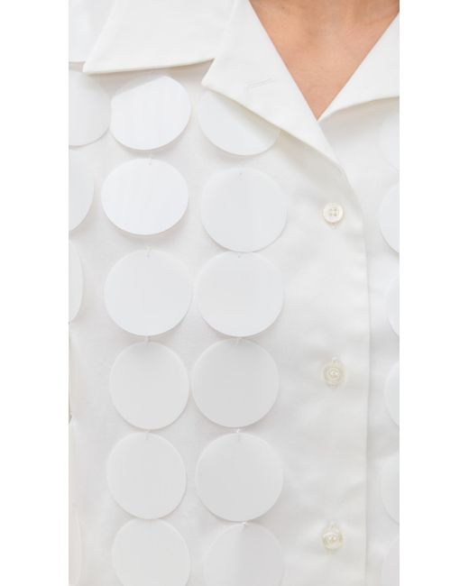 MSGM White Paillettes Collar Blouse