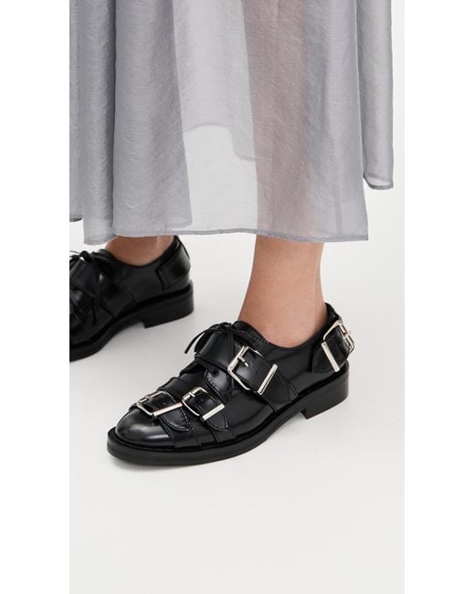 Simone Rocha Black Multi Buckle Brogue Loafers