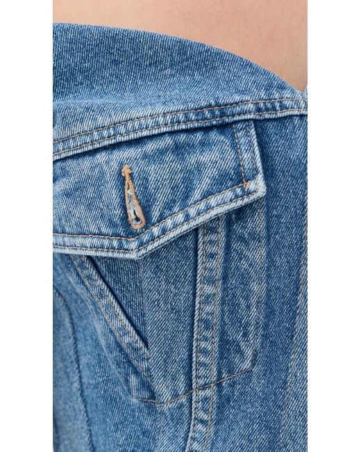 A.W.A.K.E. MODE Blue A. W.A. K.E. Mode Upcycled Denim Off Shoulder Jacket