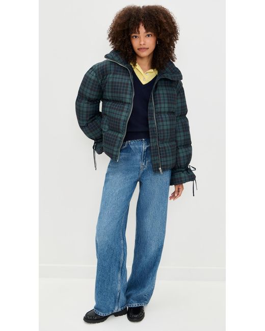 Moon River Blue Plaid Puffer Jacket