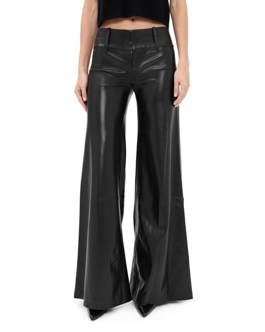 Alice + Olivia Black Olivia Vegan Leather Wide Leg Flare Pants