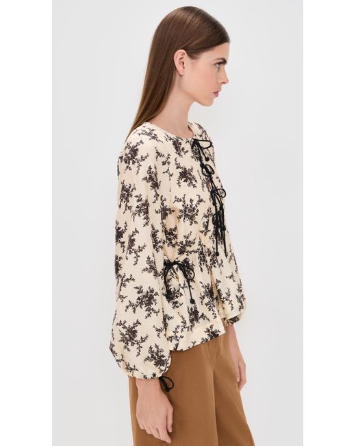Sea Natural Joan Print Tie Front Top
