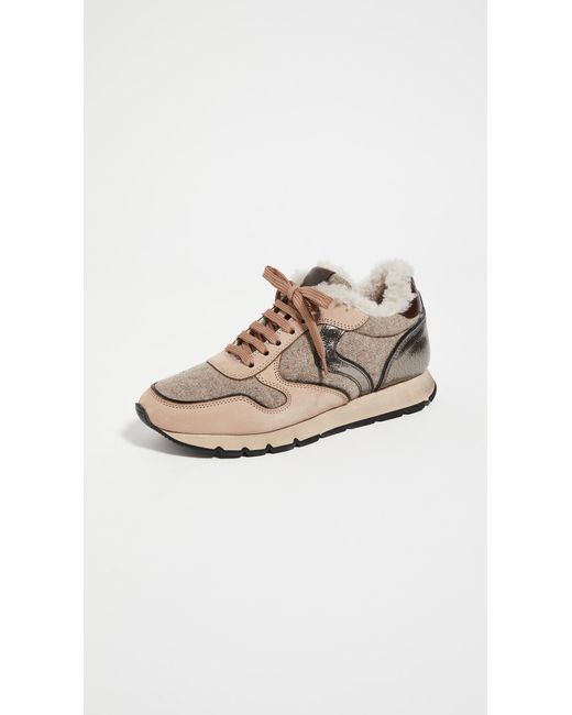 Voile Blanche Leather Julia Shearling Trainers in Beige/Black (Natural) |  Lyst