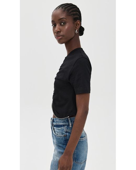MSGM Black Zipper Tee